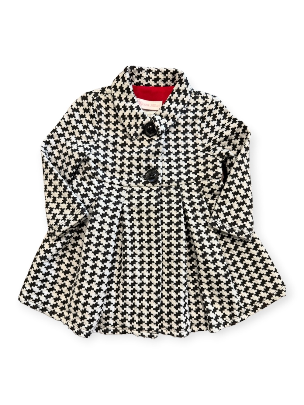 Bonnie Baby Toddler Girls Black and White Houndstooth Coat Size 12M